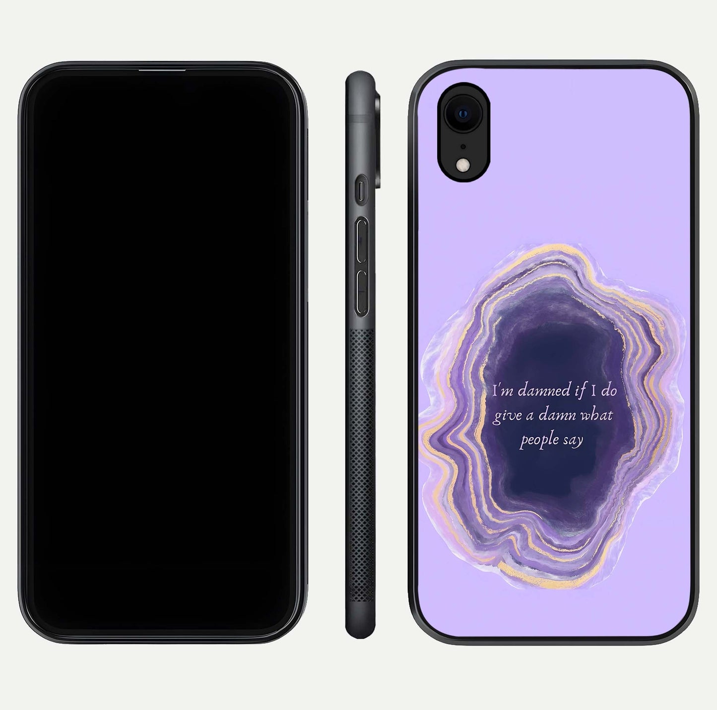 Damned People Quote Glass Case for iPhone Xr dual-view layout displaying modern print and glass clarity