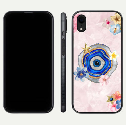 Divine Aura Bloom Glass Case for iPhone Xr dual-view layout displaying divine color tones and smooth edges