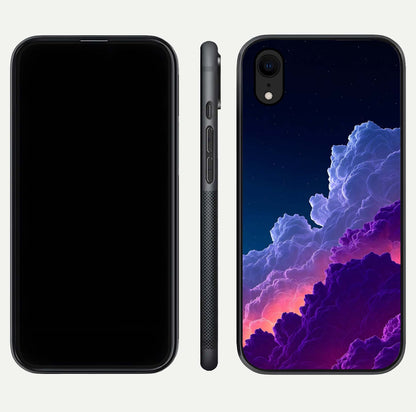 Dreamy Cloud Skies Glass Case for iPhone Xr dual-view layout displaying calm sky art and smooth curve