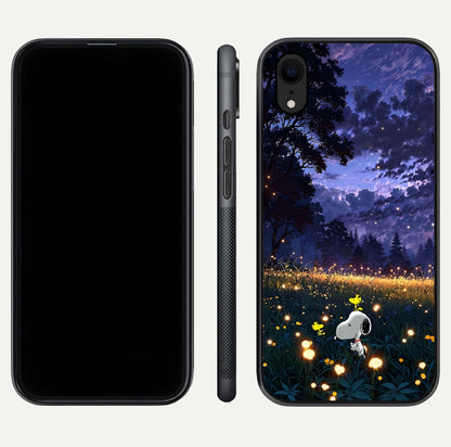Firefly Meadow Magic Glass Case for iPhone Xr dual-view layout displaying enchanting tones and curved edges