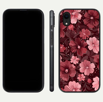 Flower Blush Bloom Glass Case for iPhone Xr dual-view layout displaying HD print and smooth curves