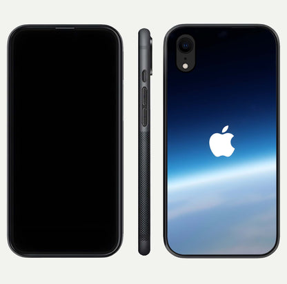 Minimal Apple Sky Glass Case for iPhone Xr front & back layout with clean tone and minimal finish