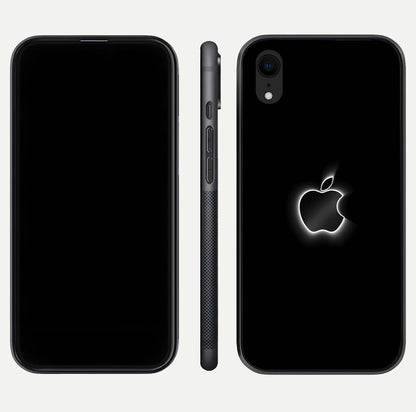 Neon Apple Glow Glass Case for iPhone Xr front & back layout showing bright tones and edge curve