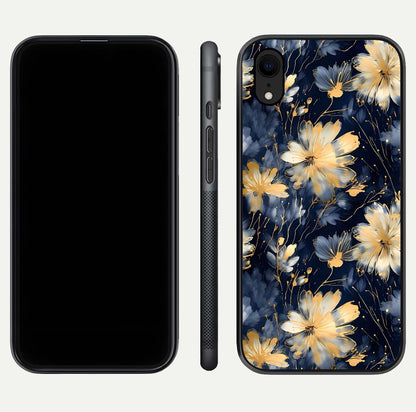 Royal Petal Dream Glass Case for iPhone Xr front & back layout showing floral pattern and clean edge finish