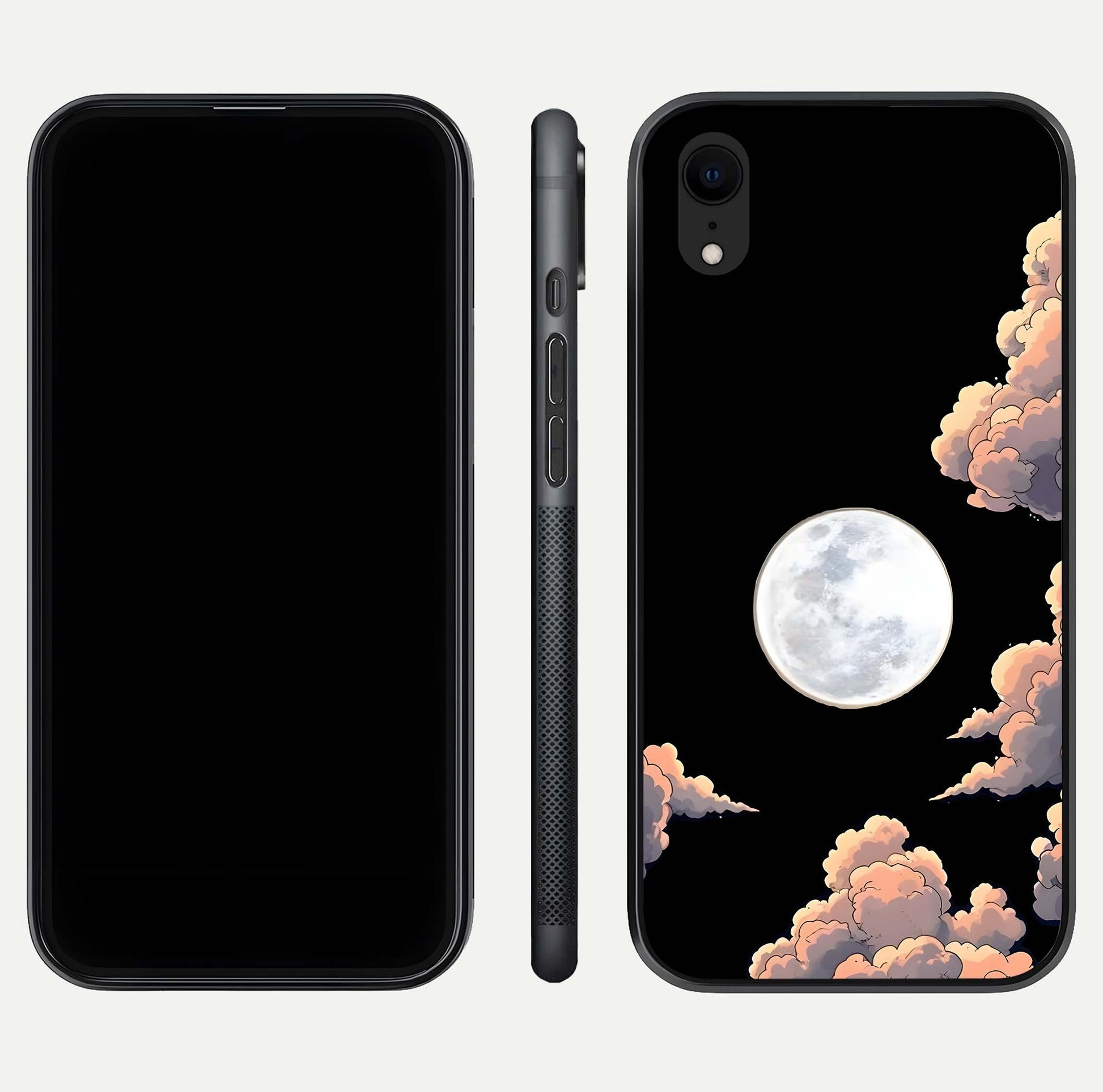 Shade Cloud Moon Glass Case for iPhone Xr front & back layout showing soft gradient tones and edges