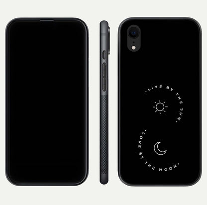Sun Moon Balance Glass Case for iPhone Xr front & back layout showing smooth gradient and balanced design