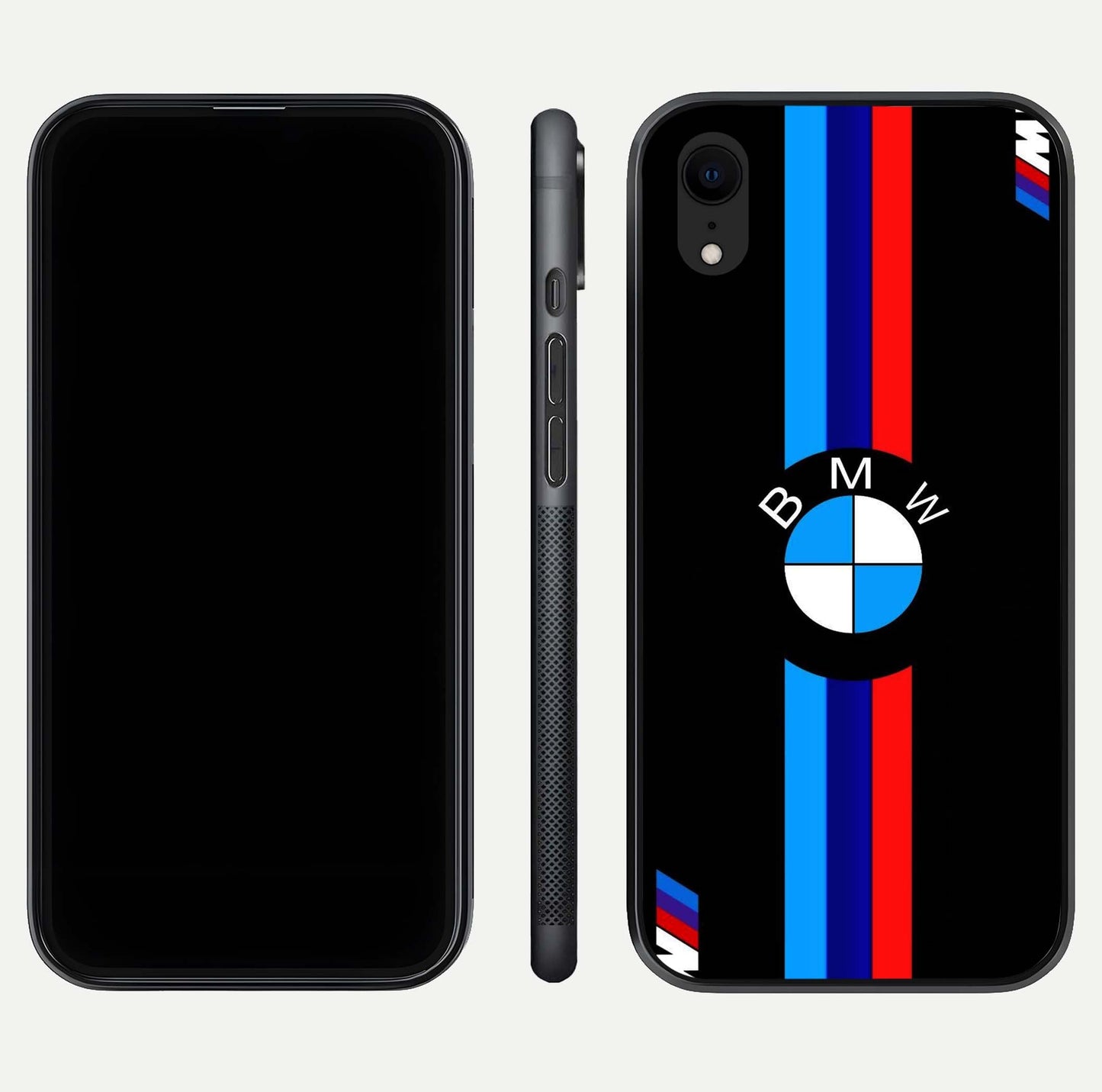 Turbo BMW Beast Glass Case for iPhone Xr front & back layout showing bold design and smooth finish