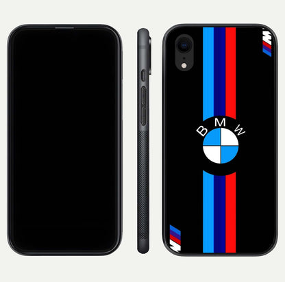 Turbo BMW Beast Glass Case for iPhone Xr front & back layout showing bold design and smooth finish