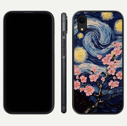 Van Gogh Scenery Glass Case for iPhone Xr front & back layout showing vibrant tones and detailed design