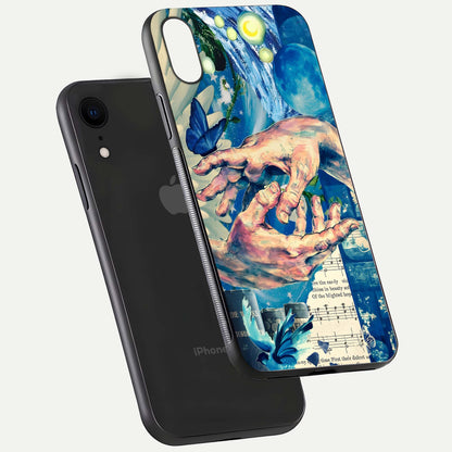 Aesthetic Divider Glass Case for iPhone 16 Pro floating dual-view mockup showing edge design and detailed divider gloss texture