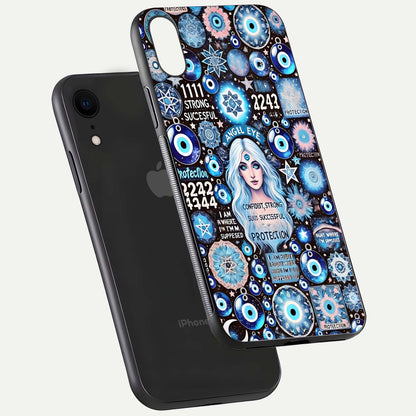 Angel Aura Shield Glass Case for iPhone 16 Pro floating angle showing light reflection and protective edge structure