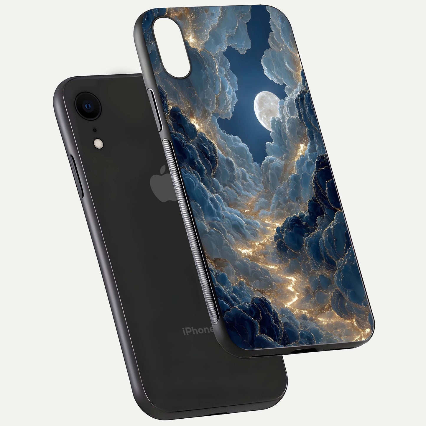 Celestial Cloud Road Glass Case for iPhone Xr floating mockup capturing glowing horizon and HD gloss