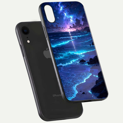 Classic Damn Look Glass Case for iPhone Xr floating mockup emphasizing HD gloss and stylish edges