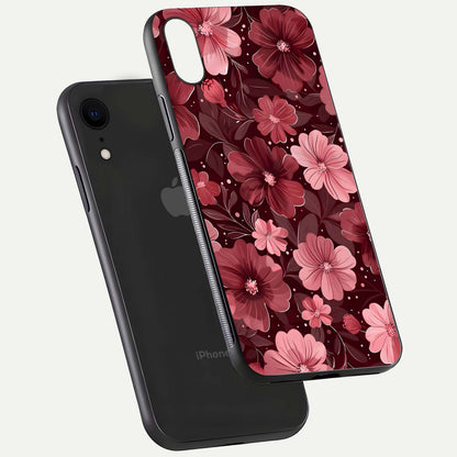 Flower Blush Bloom Glass Case for iPhone Xr floating mockup showing shine polish and elegant look