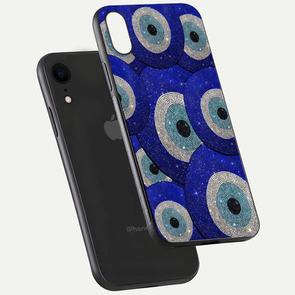 Galaxy Eye Flow Glass Case for iPhone Xr floating dual-view mockup showing gloss polish and glowing tones