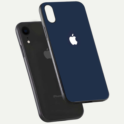 Minimal Apple Night Glass Case for iPhone Xr floating dual-view mockup showing HD shine and minimal style