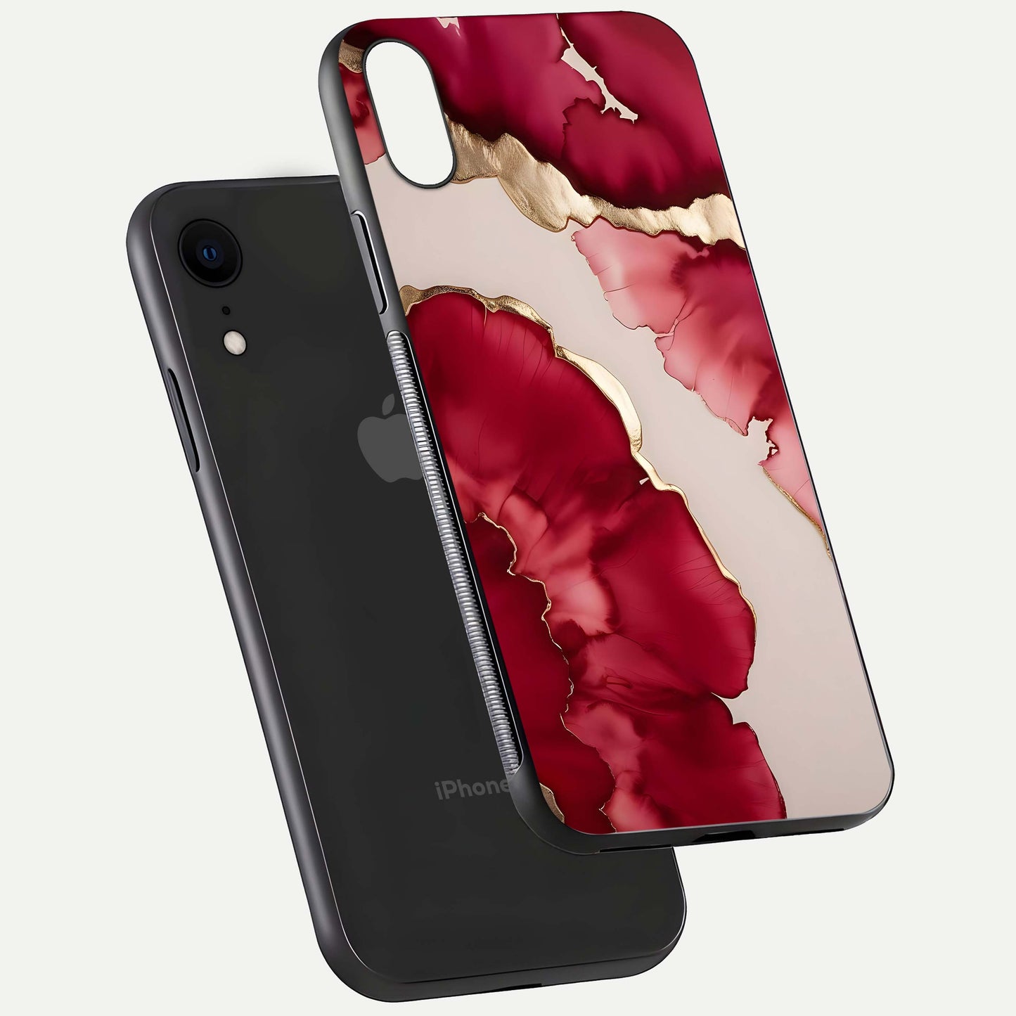 Pink & White Marble Glass Case For iPhone Xr