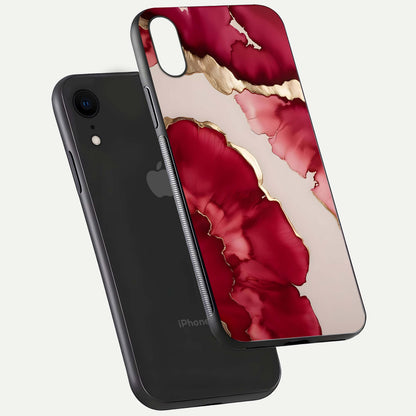 Pink & White Marble Glass Case For iPhone Xr