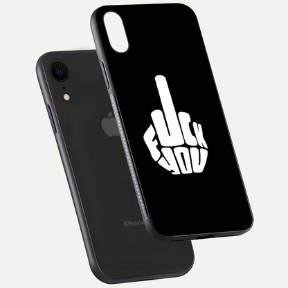 Rebel Mode On Glass Case for iPhone Xr floating dual-view mockup displaying gloss shine and statement art