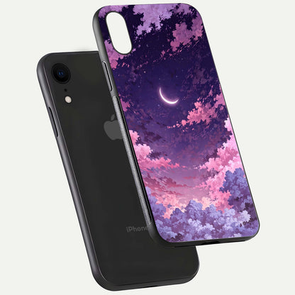 Sky Drift Clouds Glass Case for iPhone Xr floating dual-view mockup displaying gloss shine and depth