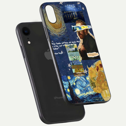 Starry Dream Vision Glass Case for iPhone Xr floating dual-view mockup displaying gloss surface and clarity