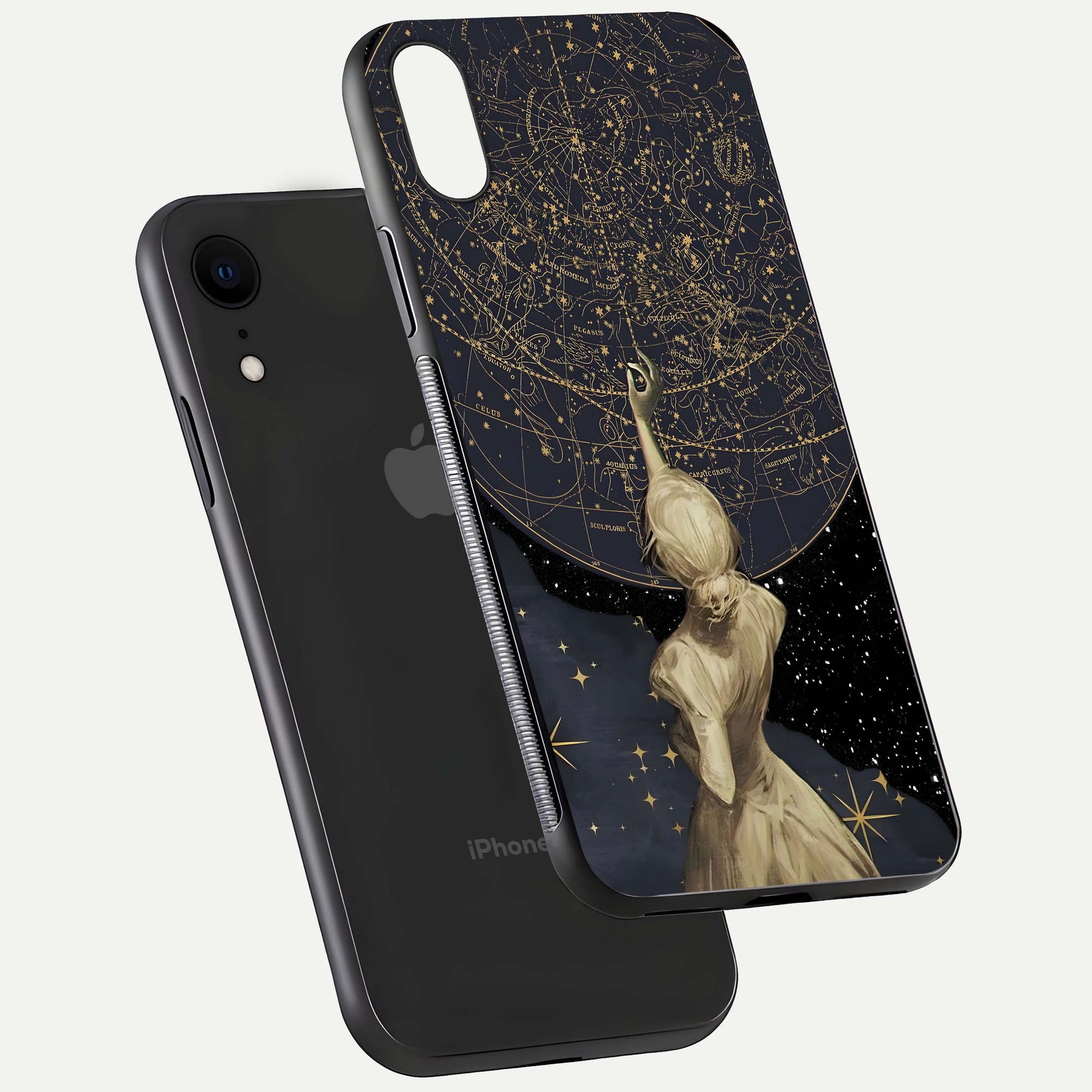 Taylor Swift Girl Glass Case for iPhone Xr floating dual-view mockup displaying gloss and stylish artwork