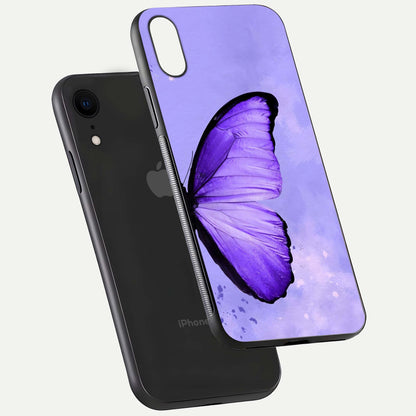 Violet Dream Wing Glass Case for iPhone 16 Pro floating dual-view mockup displaying gloss depth and clarity
