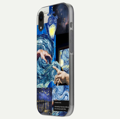 Aesthetic Vando Hands Glass Case for iPhone 16 Pro side-angle image showcasing hand design, protective edges, and gloss texture