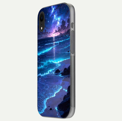 Classic Damn Look Glass Case for iPhone Xr side-angle photo showing shine texture and curve reflection