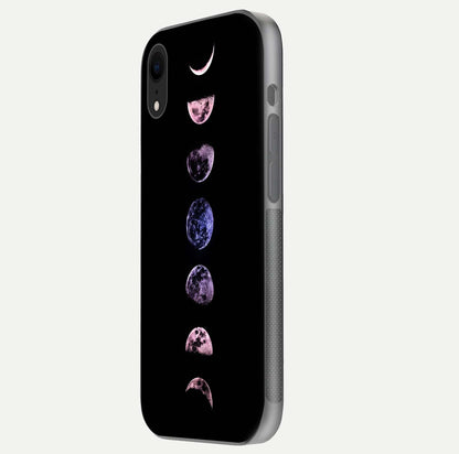 Crimson All Planets Glass Case for iPhone Xr side-angle photo capturing edge glow and glass reflection