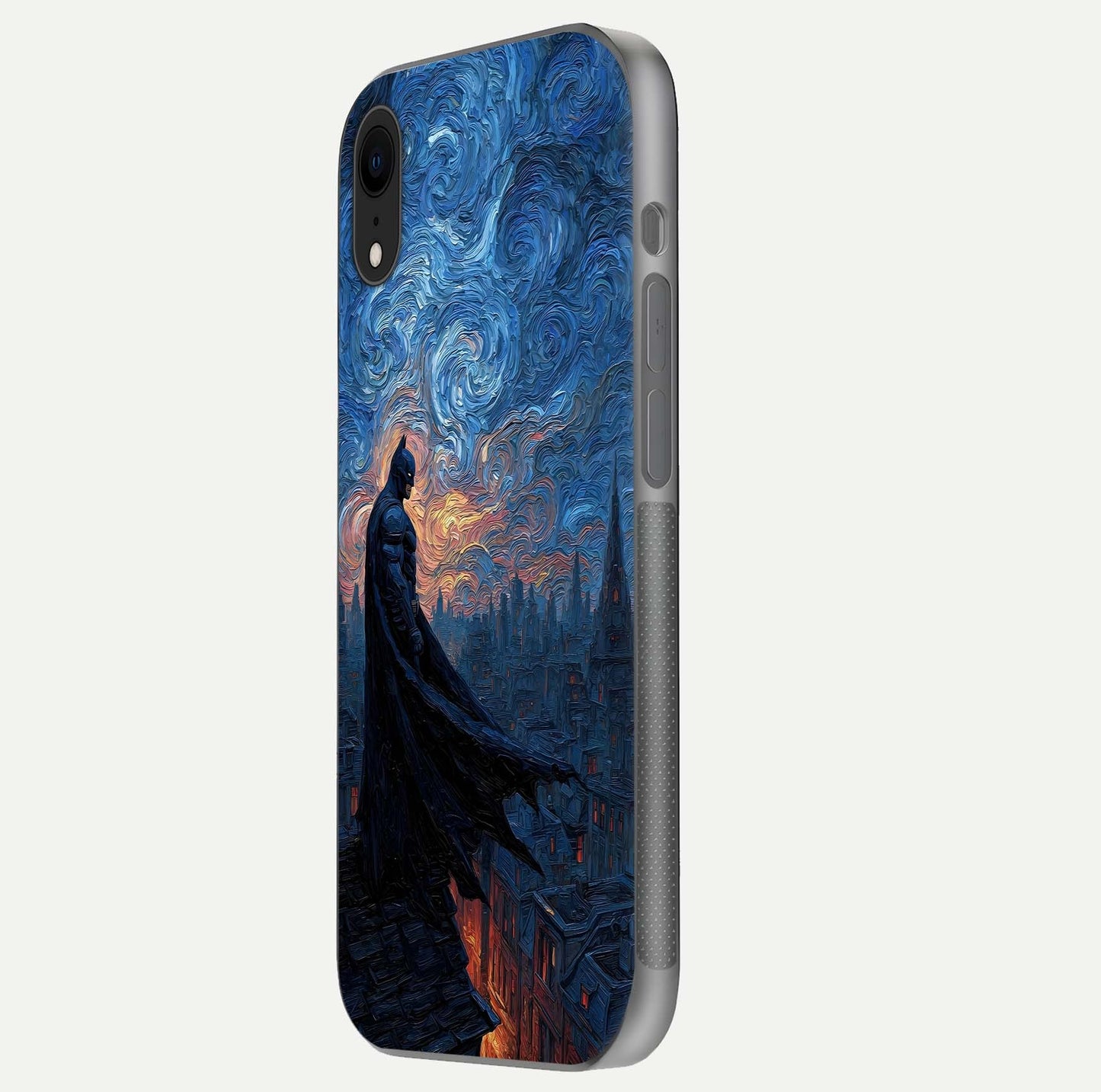 Dark Knight Dusk Glass Case for iPhone Xr side-angle image capturing reflection shine and bold contrast
