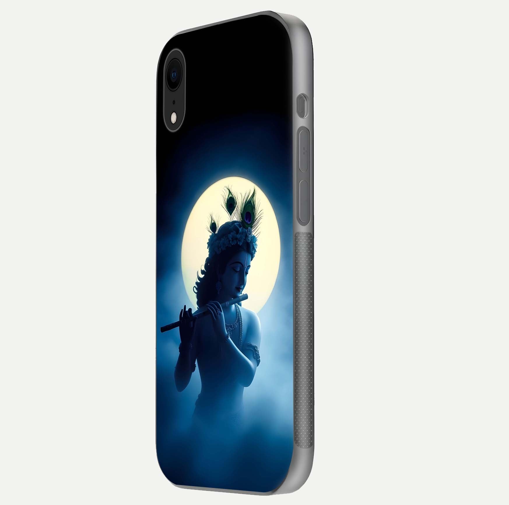 Divine Moon Flute Glass Case for iPhone Xr side-angle image capturing reflection depth and soft color