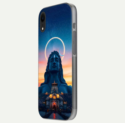 Eternal Shiva Aura Glass Case for iPhone Xr side-angle image showing reflection clarity and rich tone