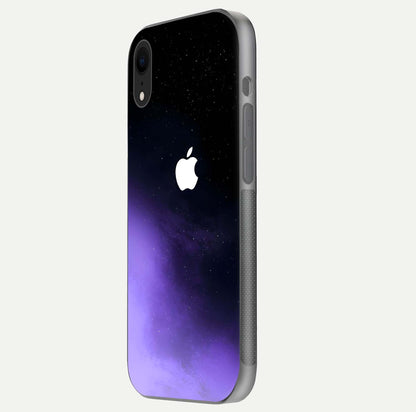 Galaxy Apple Aura Glass Case for iPhone Xr side-angle image showing glossy surface and soft reflection hues