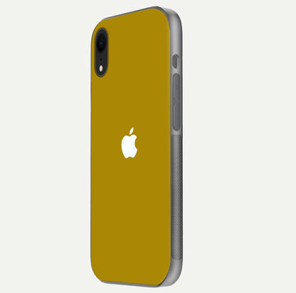 Golden Luxe Aura Glass Case for iPhone Xr side-angle image showing reflection clarity and aura glow