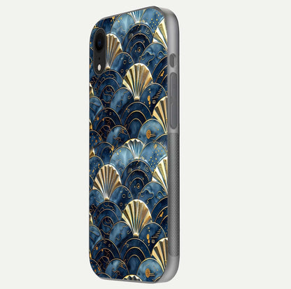 Golden Wave Luxe Glass Case for iPhone Xr side-angle image showing reflection clarity and polished finish