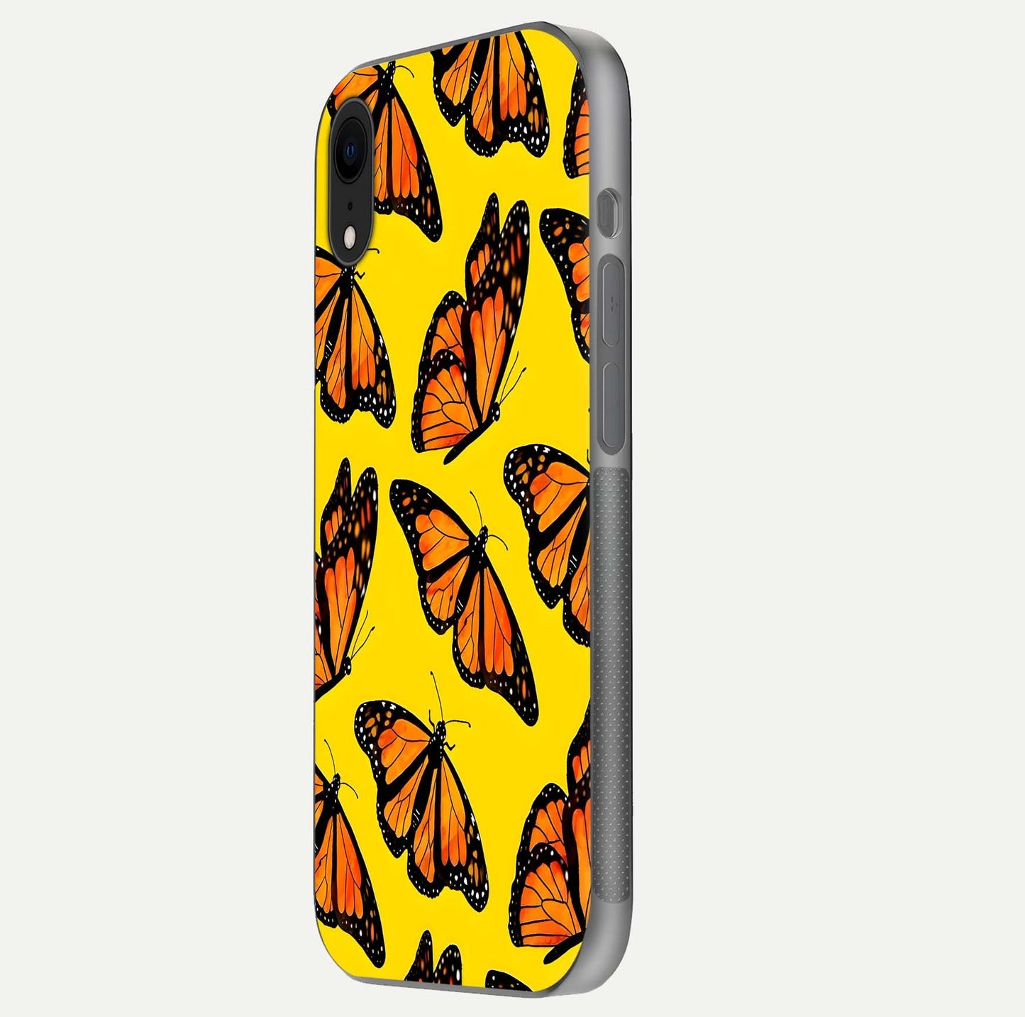 Golden Wing Flight Glass Case for iPhone Xr side-angle image showing polished surface and golden gradient