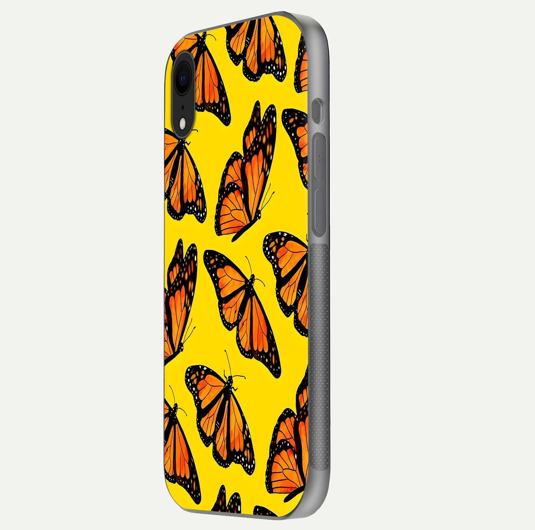 Golden Wing Flight Glass Case for iPhone Xr side-angle image showing polished surface and golden gradient