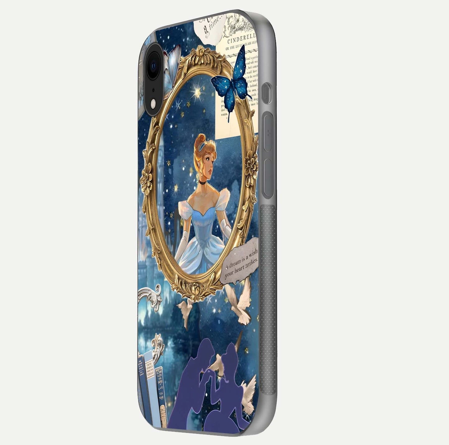 Midnight Queen Glass Case for iPhone Xr side-angle image showing reflection brightness and elegant tone
