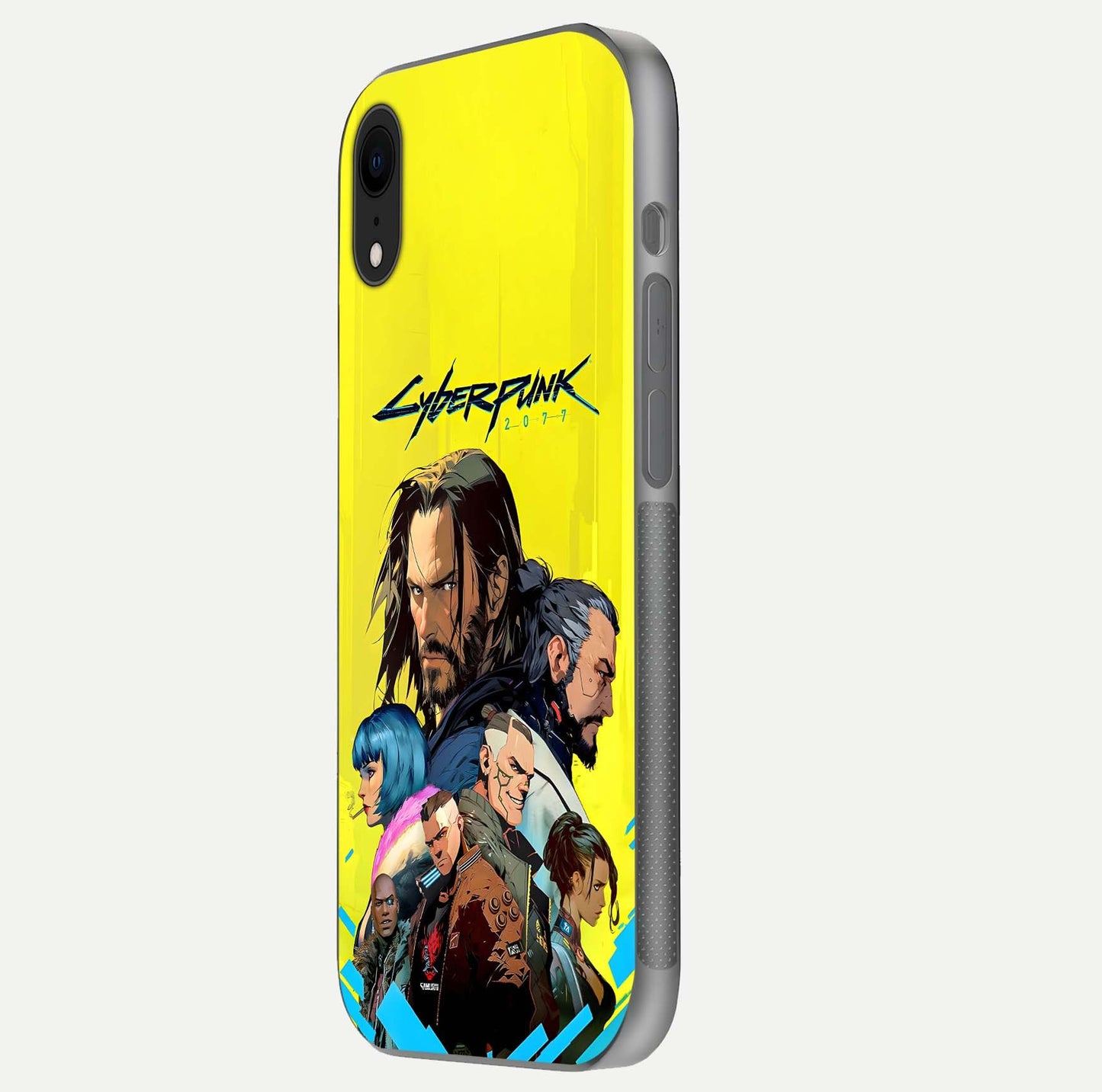 Neon Rebel Genesis Glass Case for iPhone Xr side-angle image showing gloss surface and sharp neon tone