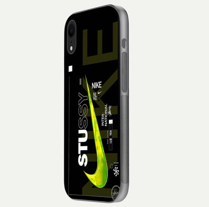 Neon Street Edition Glass Case for iPhone Xr side-angle image showing reflection depth and modern tones