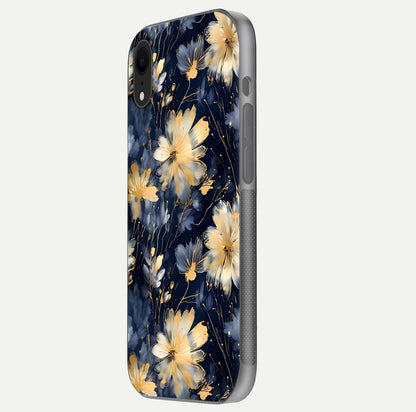 Royal Petal Dream Glass Case for iPhone Xr side-angle image showing smooth edges and royal bloom details