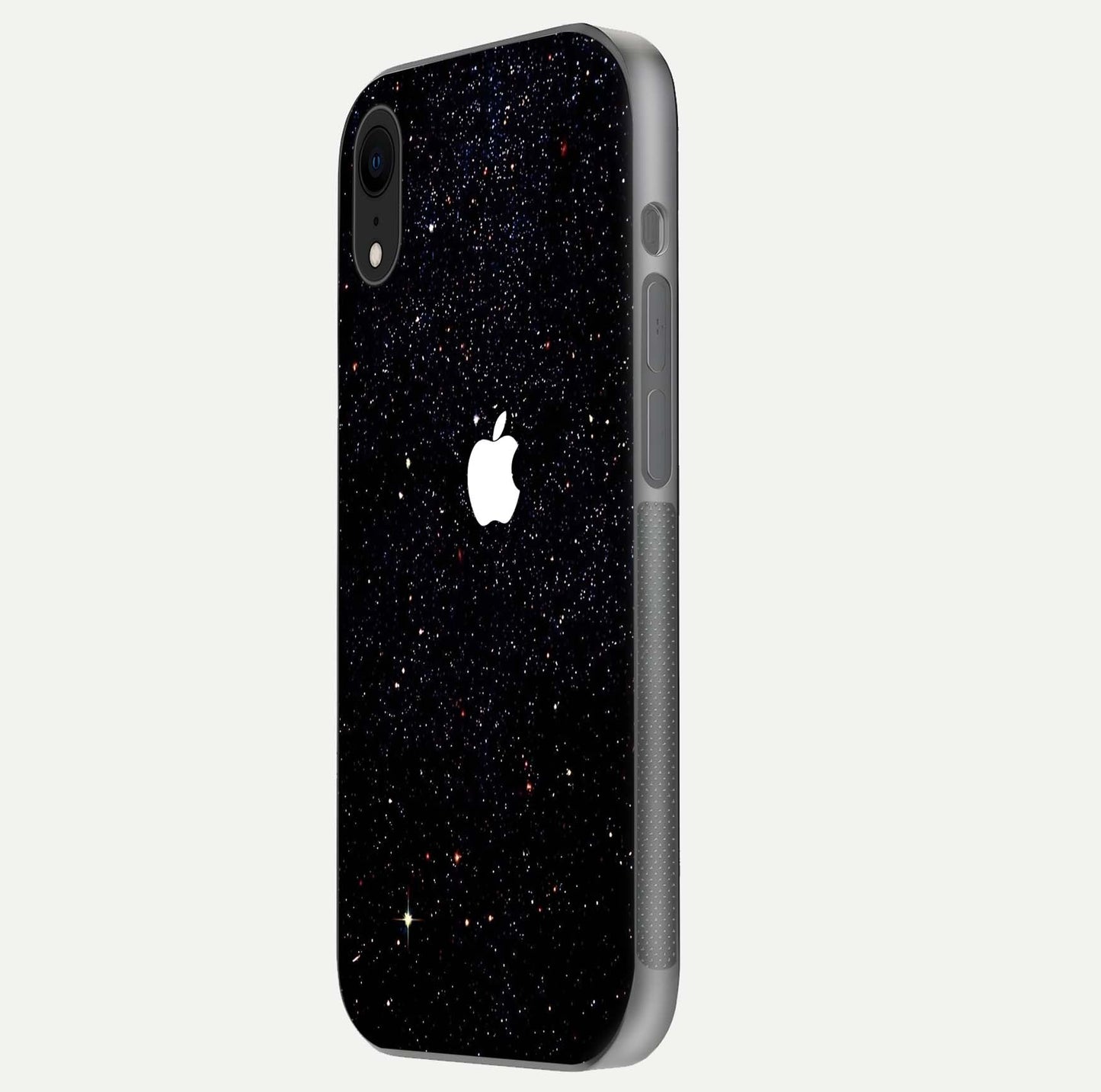 Starry Apple Galaxy Glass Case for iPhone Xr side-angle image showing gloss and star pattern detail