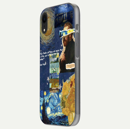 Starry Dream Vision Glass Case for iPhone Xr side-angle image showing reflection and cosmic gradient tones