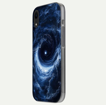 Stunning Galaxy Glass Case for iPhone Xr side-angle image showing glossy reflection and space detailing