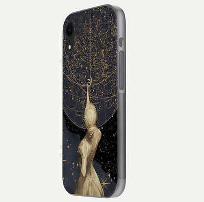 Taylor Swift Girl Glass Case for iPhone Xr side-angle image showing glossy surface and color tone