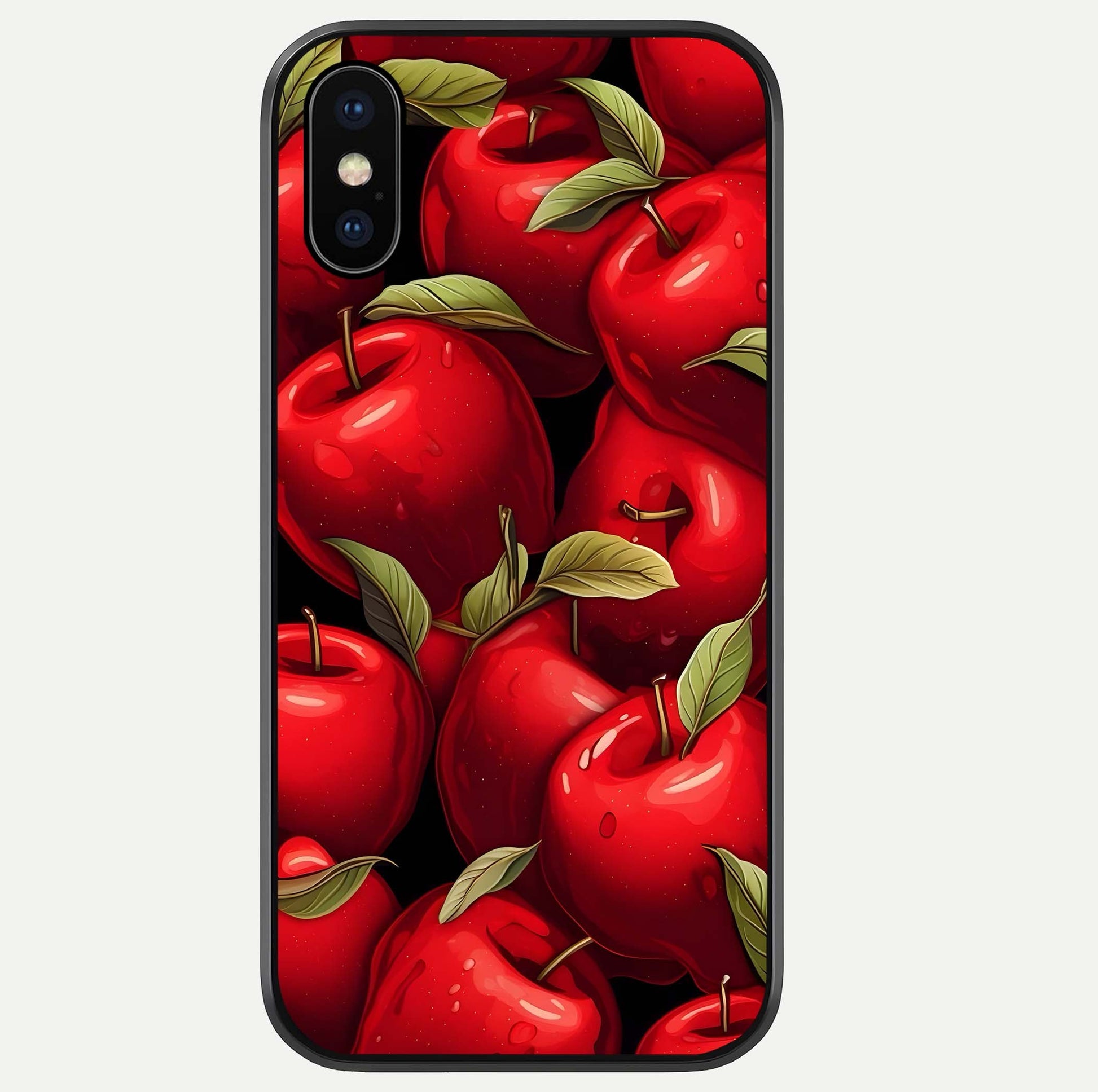 Apple Pattern Glass Case For iPhone Xs by Custom World