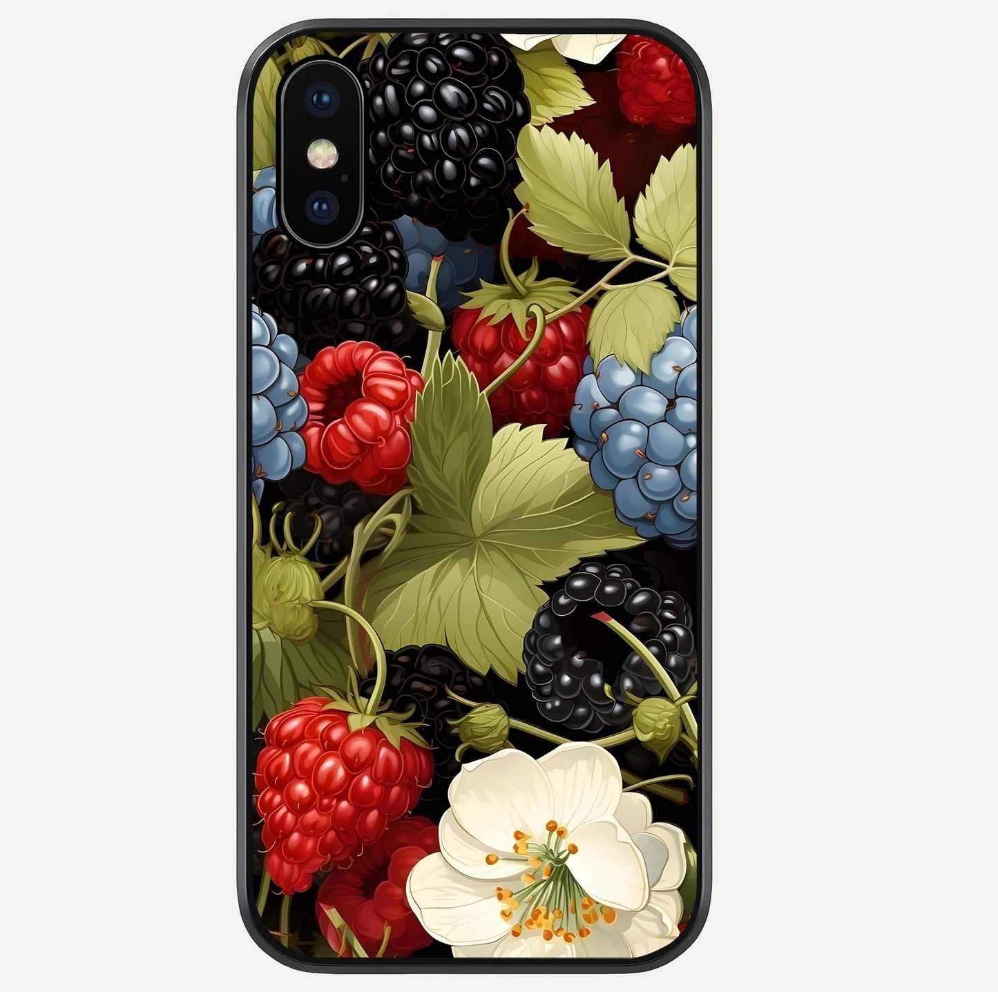 Berry Bloom Charm Glass Case For iPhone Xs by Custom World