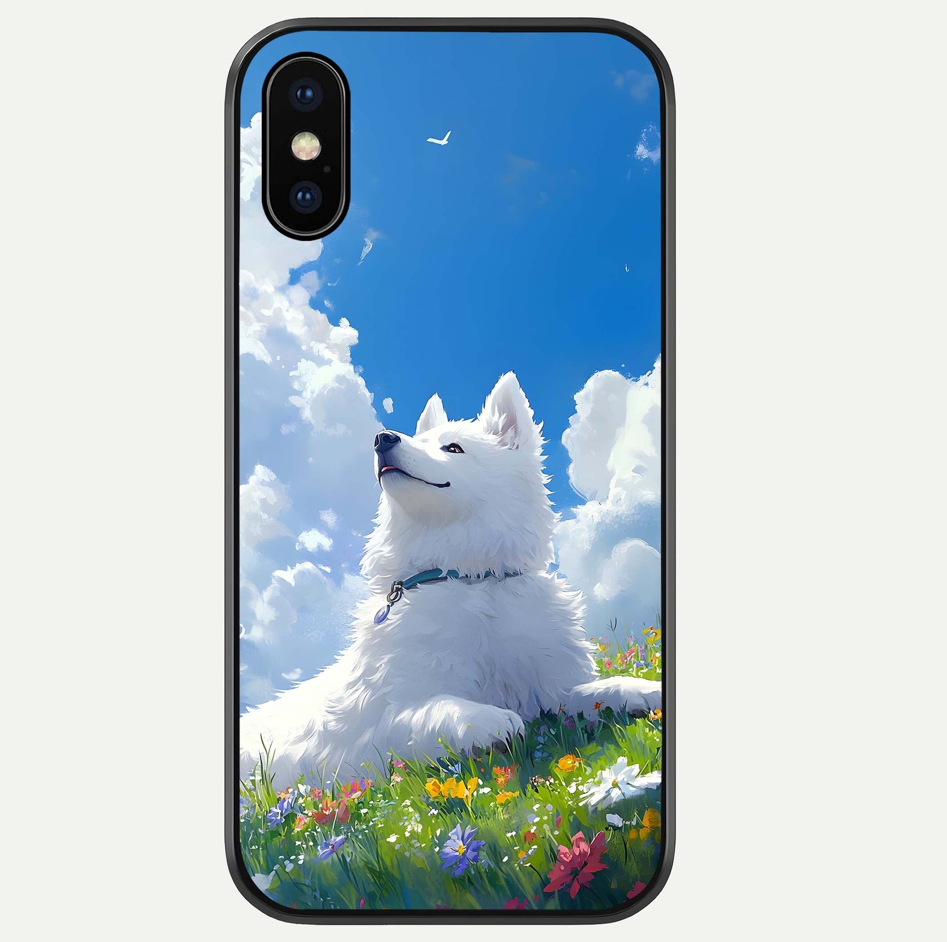 Blissful Cloud Pup Glass Case For iPhone Xs by Custom World
