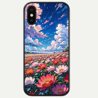 Blossom Sky Field Glass Case For iPhone Xs by Custom World
